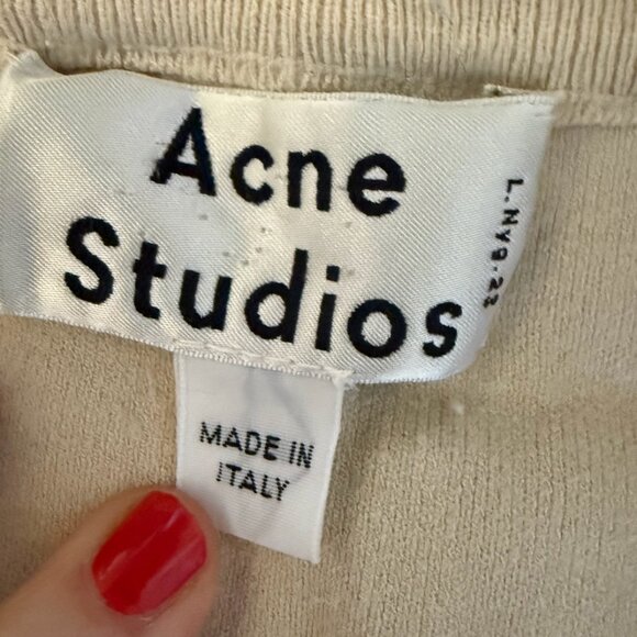 Acne Misty Boiled PUS14 Ecru sweatshirt sweater with silver side zippers Small - Picture 2 of 4